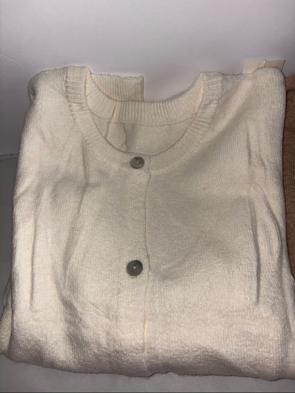 Women’s Crewneck Button Cardigan Sweater - cream and Beige lot of 2 size medium - Picture 6 of 12